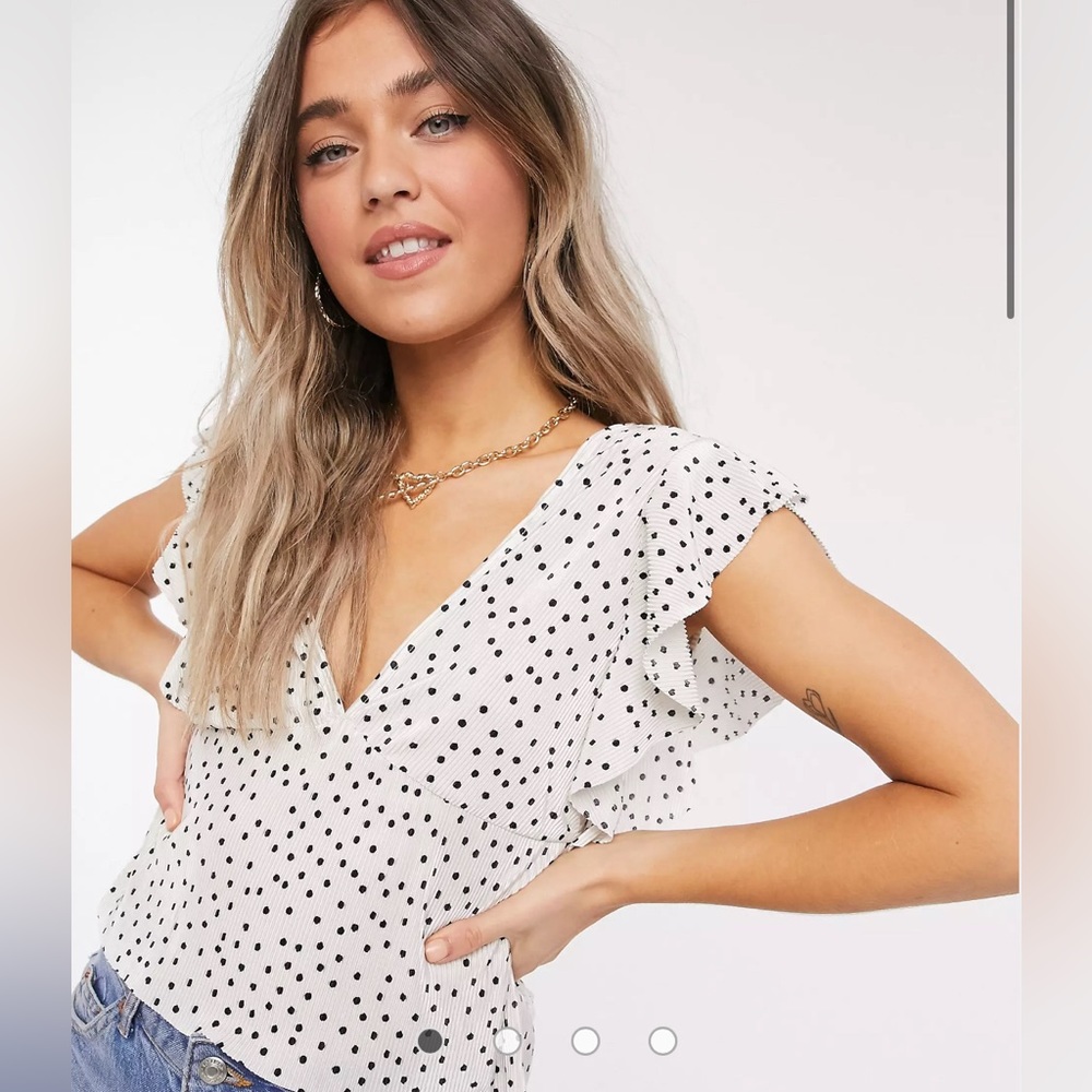 NWOT Pleated Polka Dot Top